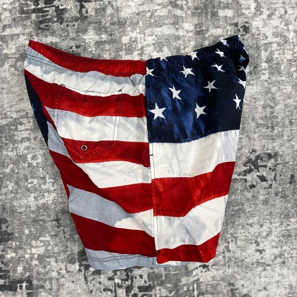 Vtg‎ Polo Sport Swim Trunks Mens XXL Red White Blue American Flag